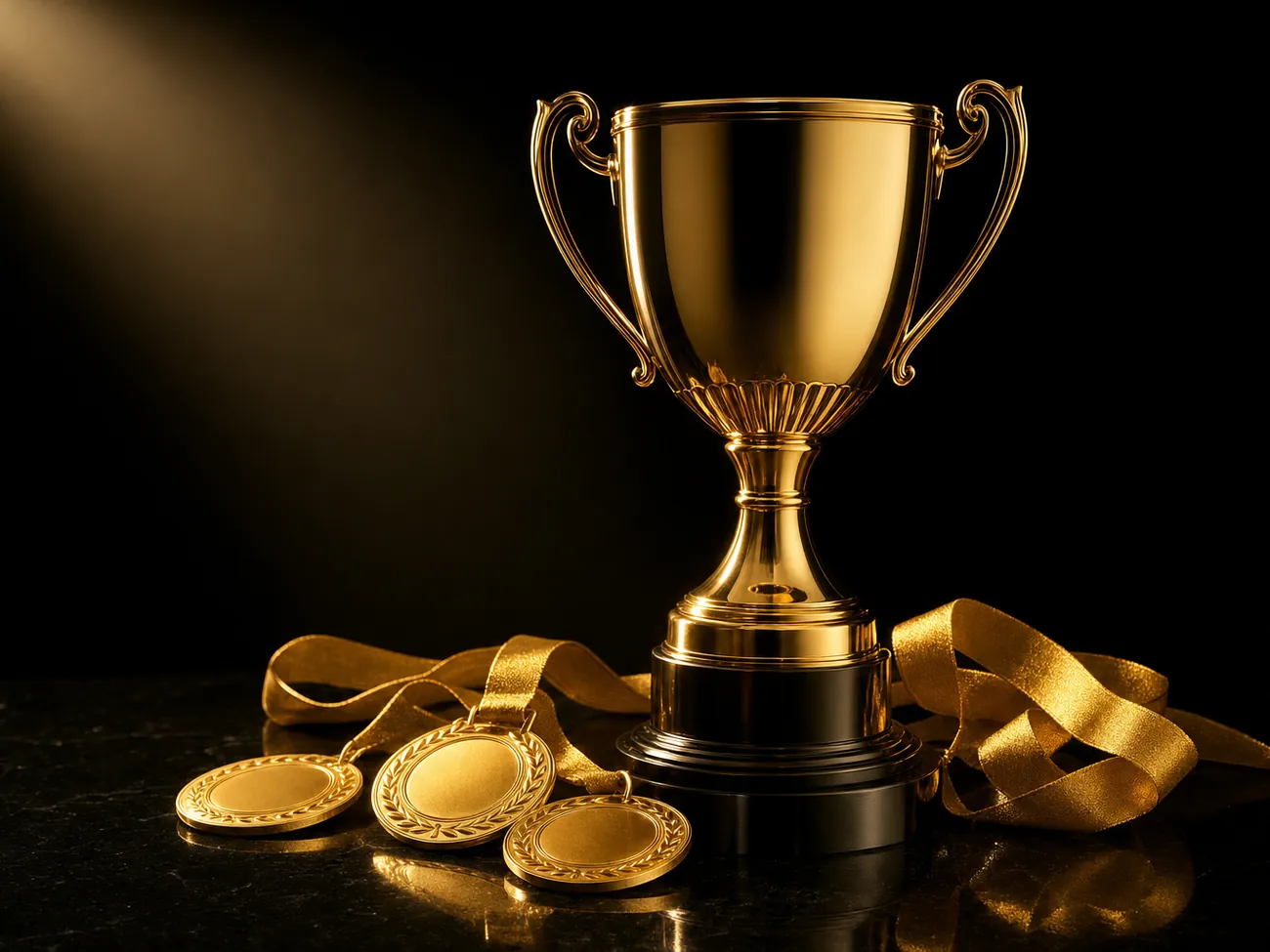 Goldener Pokal und Medaillen des MSC Frankfurt Cricket Club